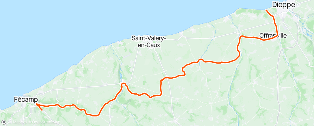 Map of the activity, Fecamp to Dieppe