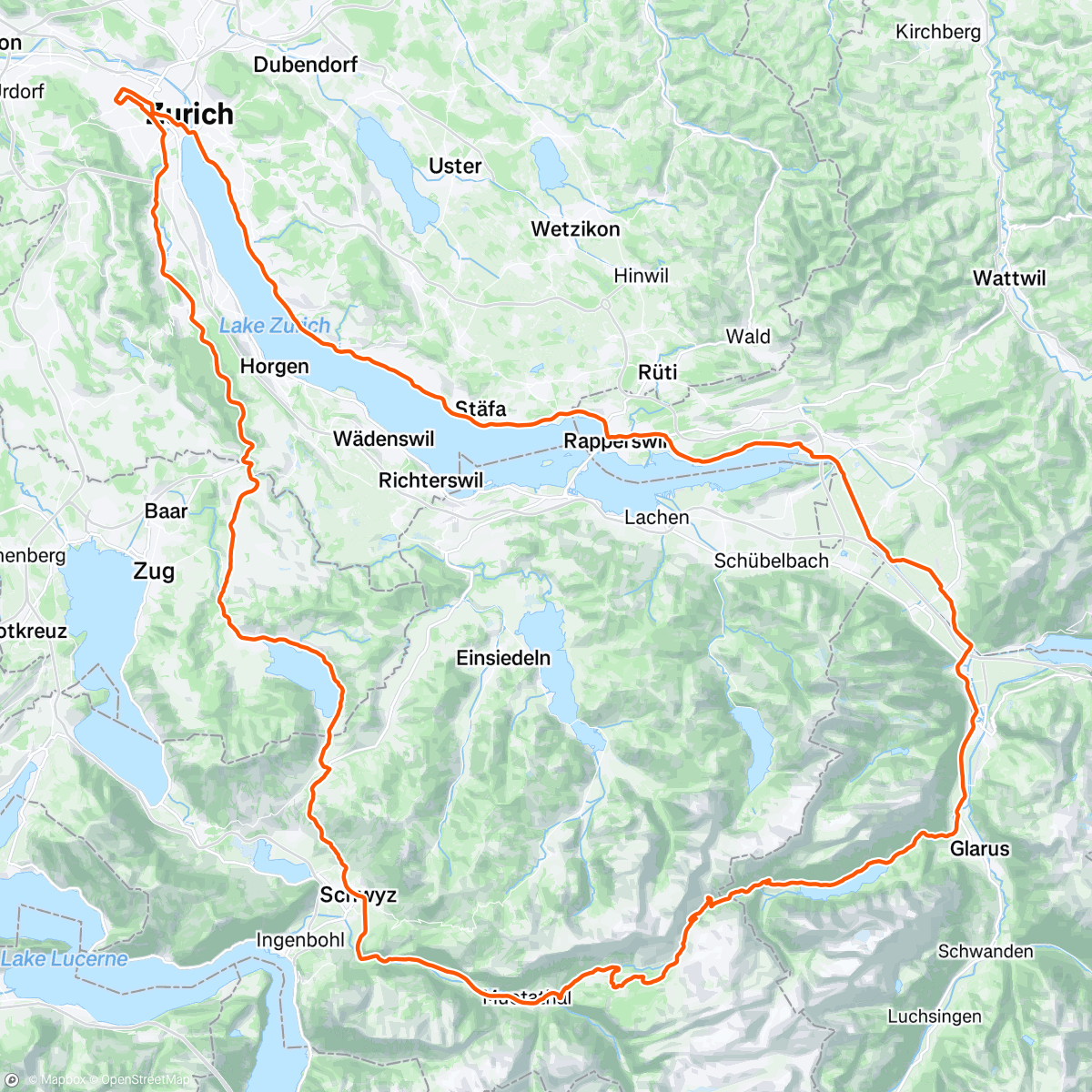 Map of the activity, Züri - Pragel - Züri