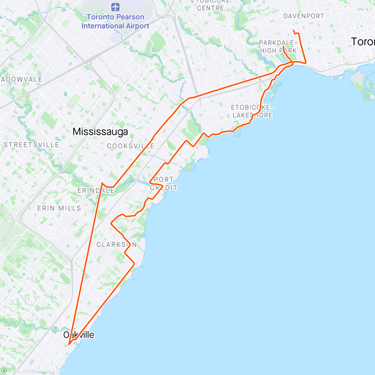 Map of the activity, 88 km Morning Glory Ride to Oakville (CCS 150km Challenge ride #2)