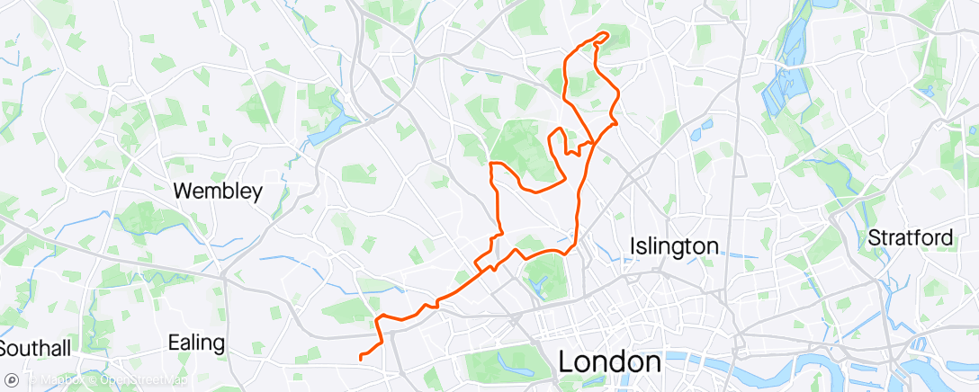 Map of the activity, Sunny North London ride