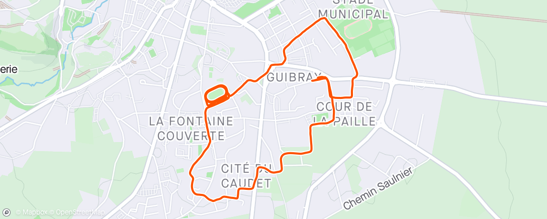 Map of the activity, Séance 5 x 1000m 🫠