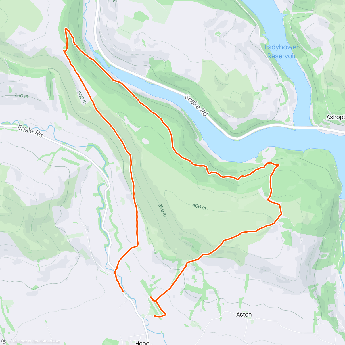 Map of the activity, Hope and Win Hill