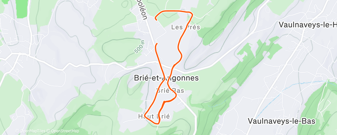 Map of the activity, Course à pied en soirée