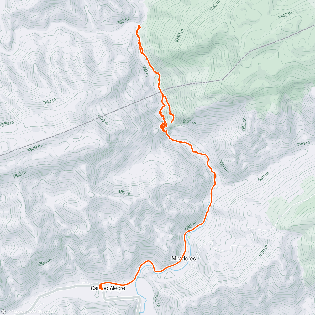 Map of the activity, Caminata en la montaña