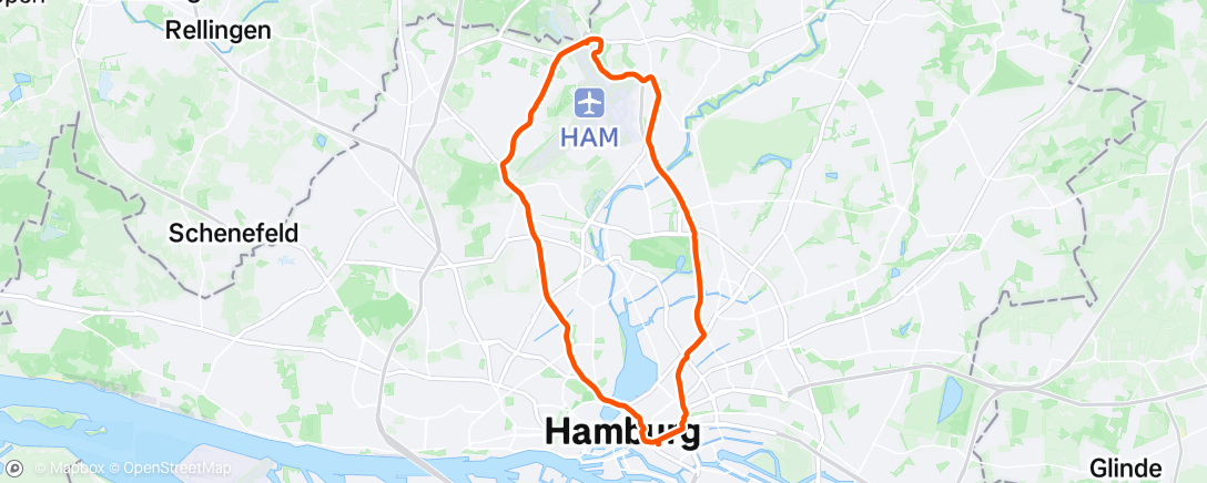Map of the activity, Hamburg - Cycle - Cyclemeter