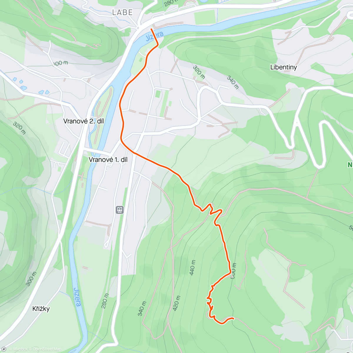 Map of the activity, Trekking i Tjekkiets bjerge 🪨⛰️