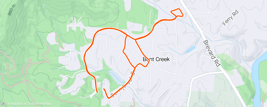 Map of the activity, Bent Creek bike check