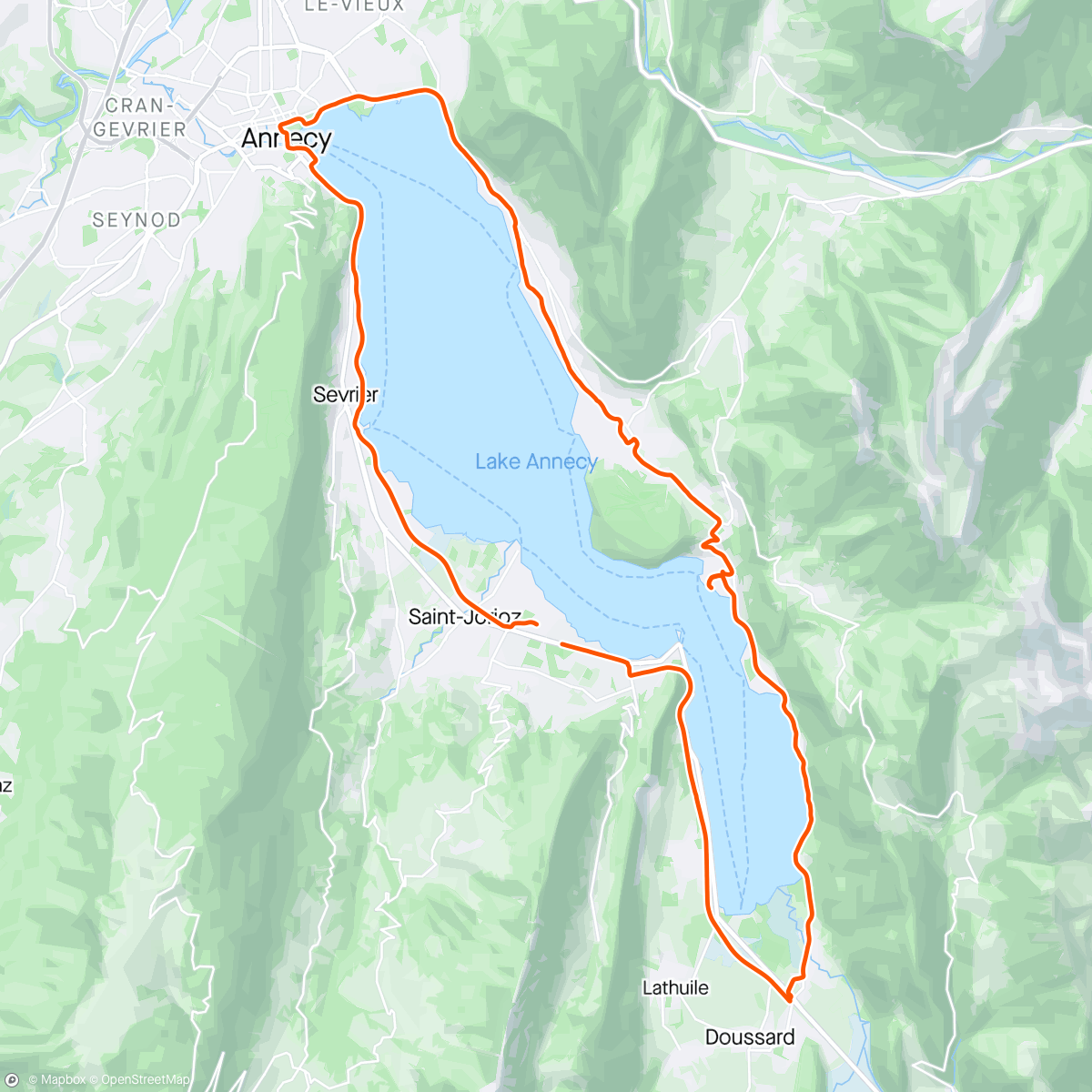 Map of the activity, Tour du lac d'Annecy