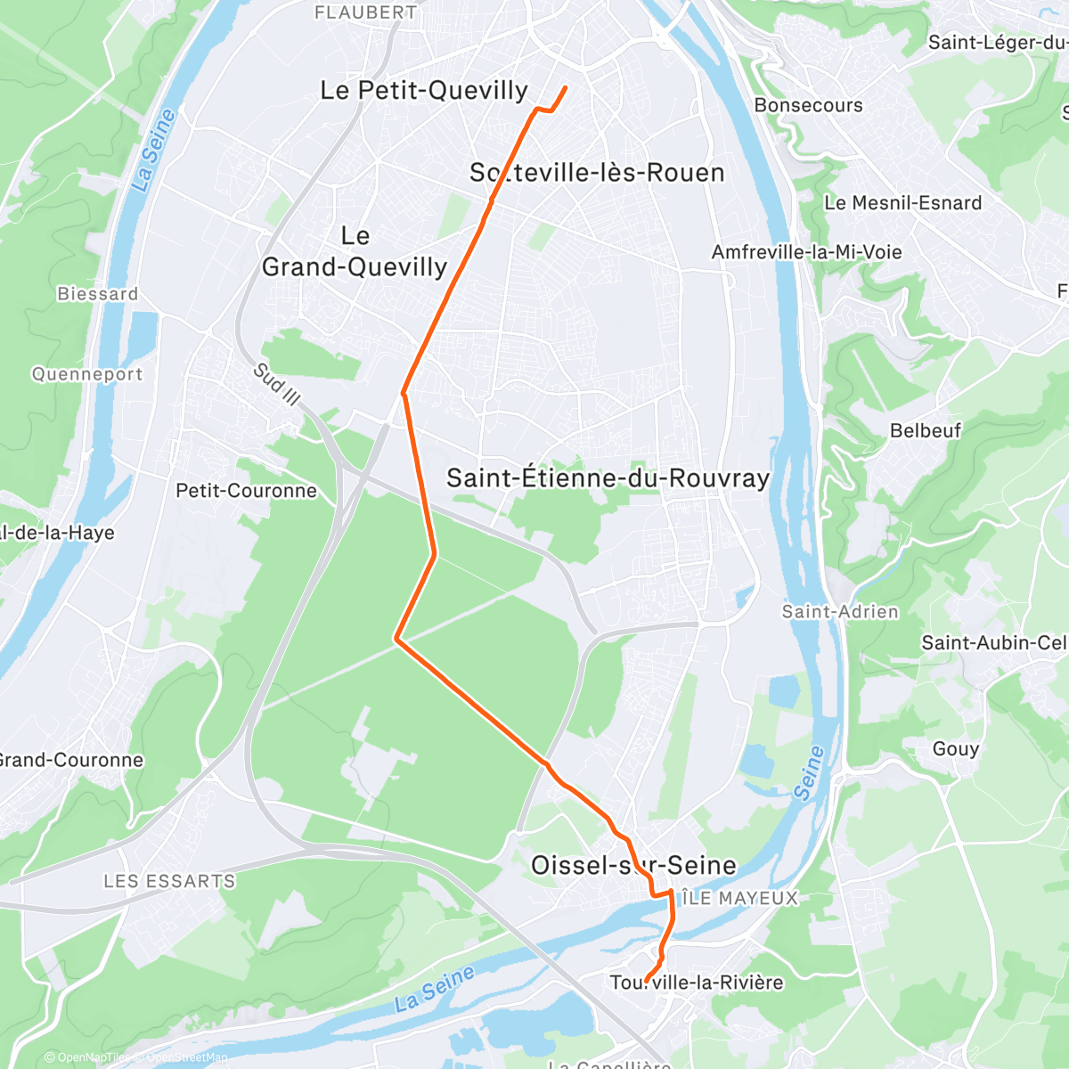 Map of the activity, Course à pied dans l'après-midi