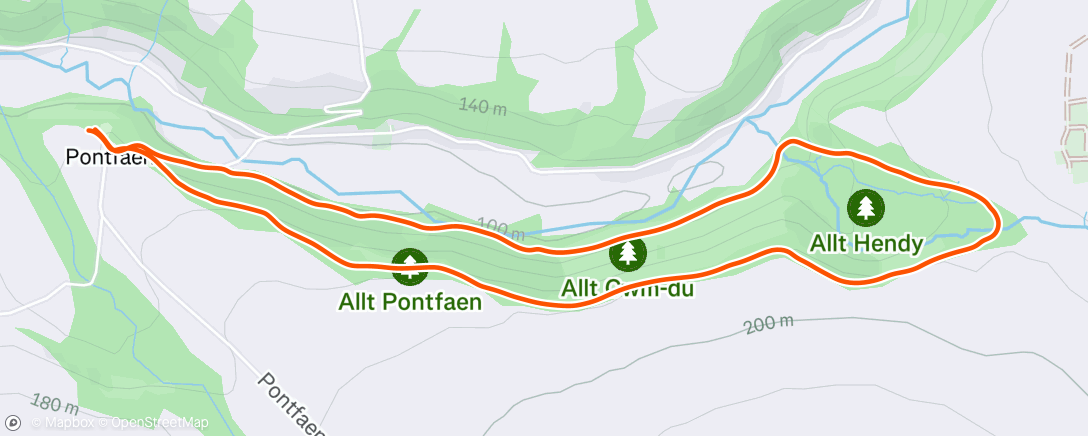 Map of the activity, Afternoon Run