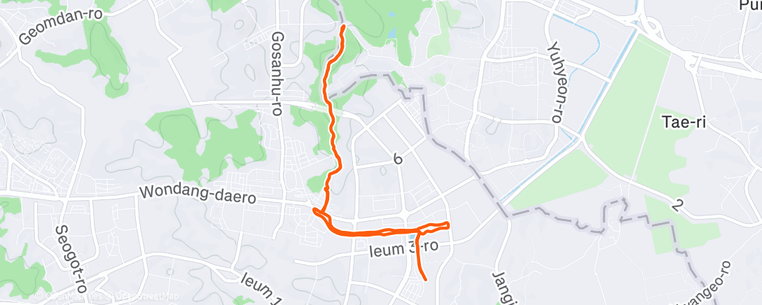 Map of the activity, 5km 계양천 5km 금정산 RaceUltra