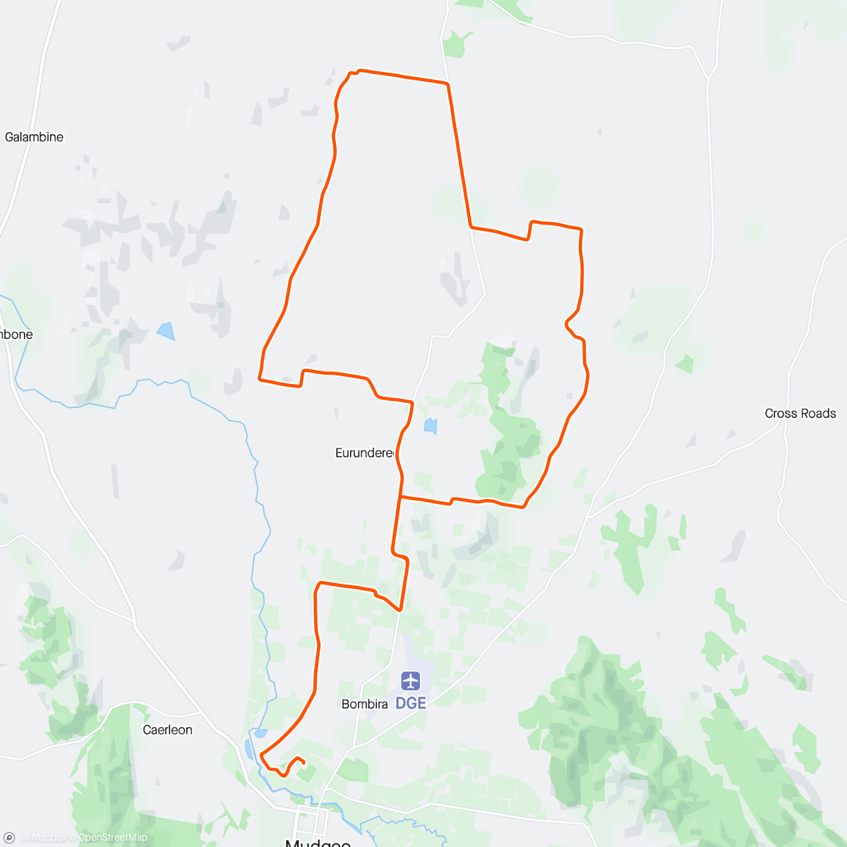 Map of the activity, (Very) ‘Dirty Mudgee 2024’ gravel ride