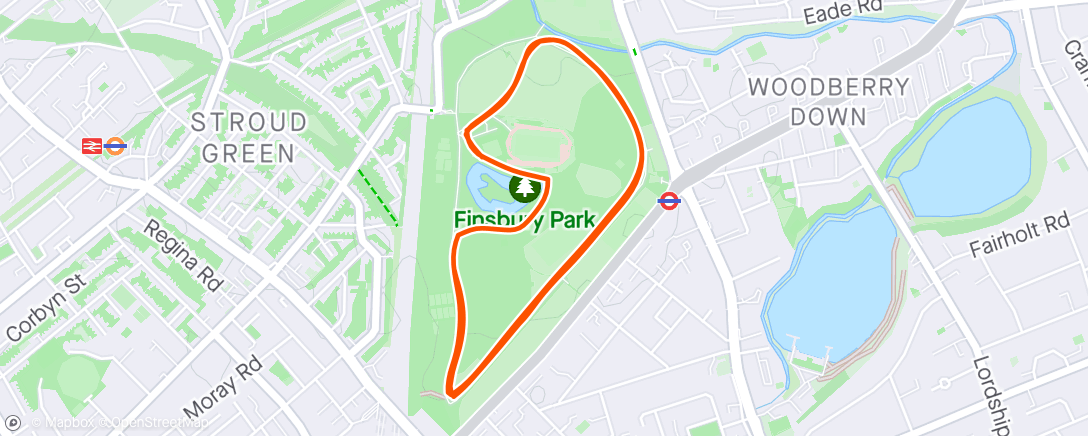 Map of the activity, Parkrun #102. Finsbury Park.