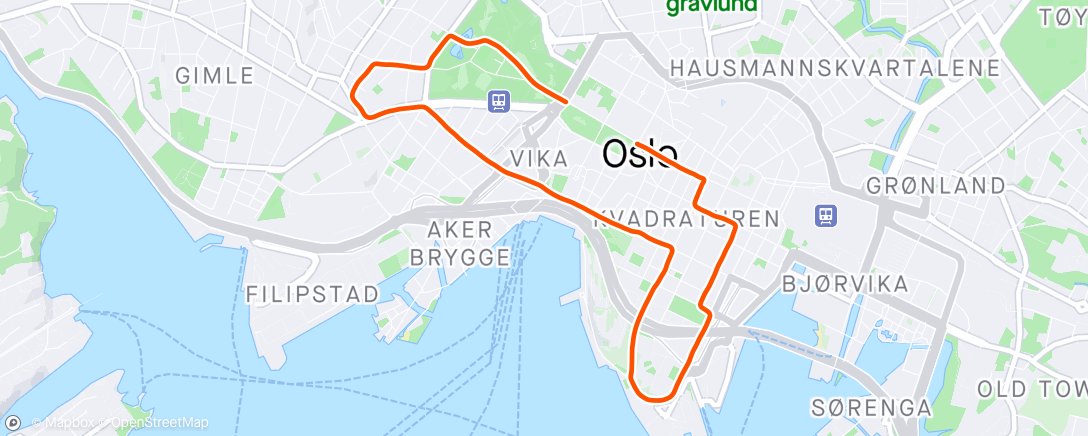 Map of the activity, Sentrumsløpet 5km; 21:41