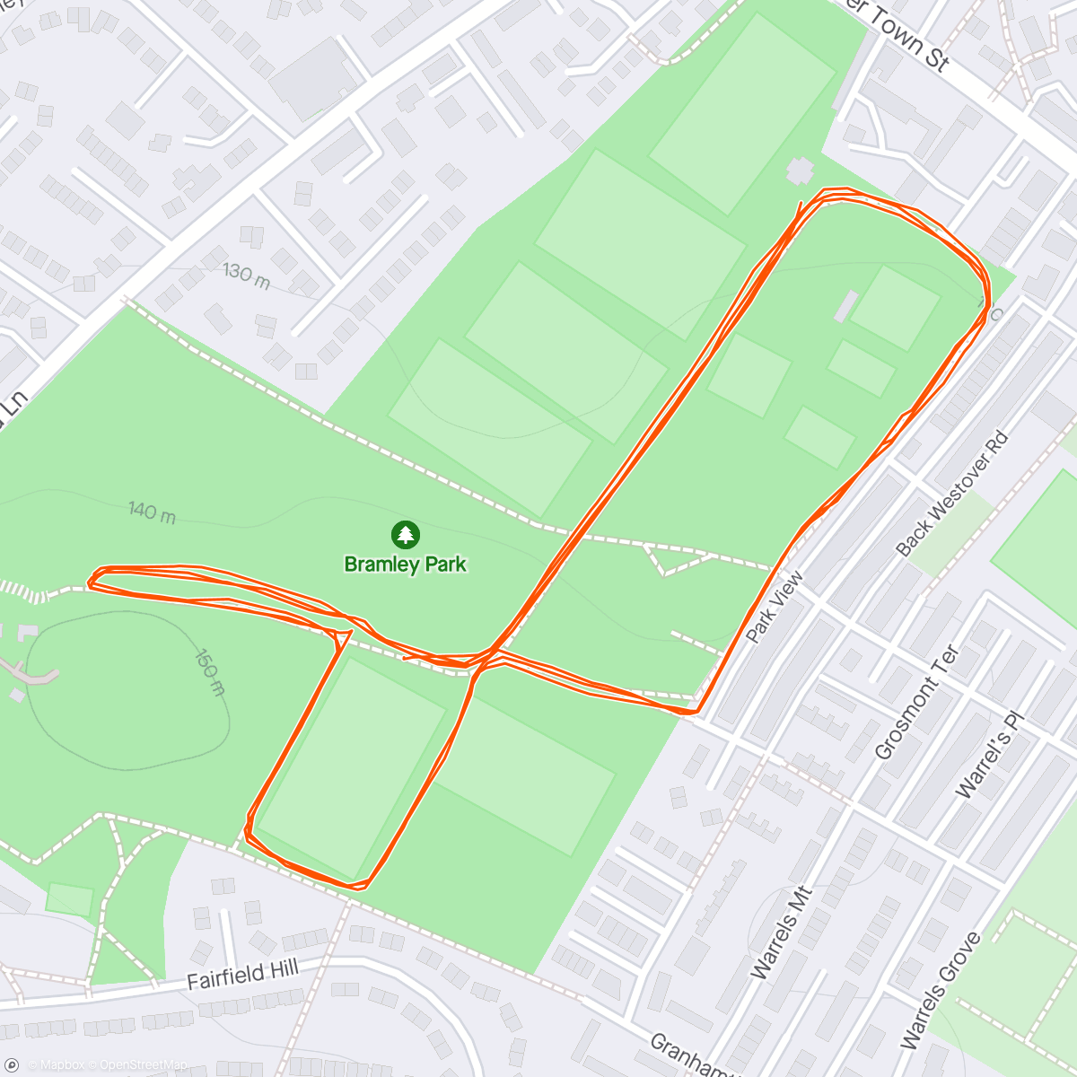 Map of the activity, Bramley parkrun #365 (my 152nd)