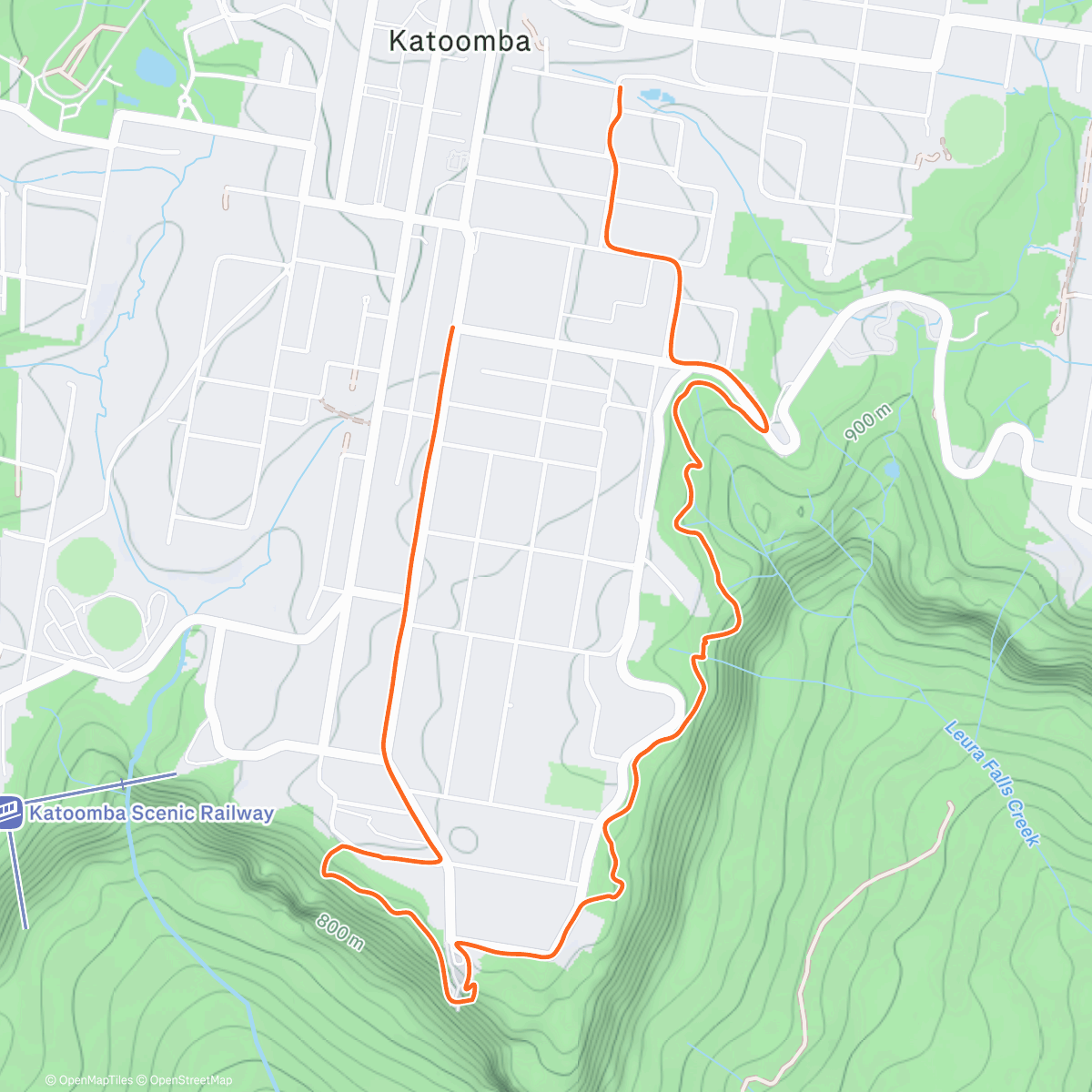 Map of the activity, Katoomba short run