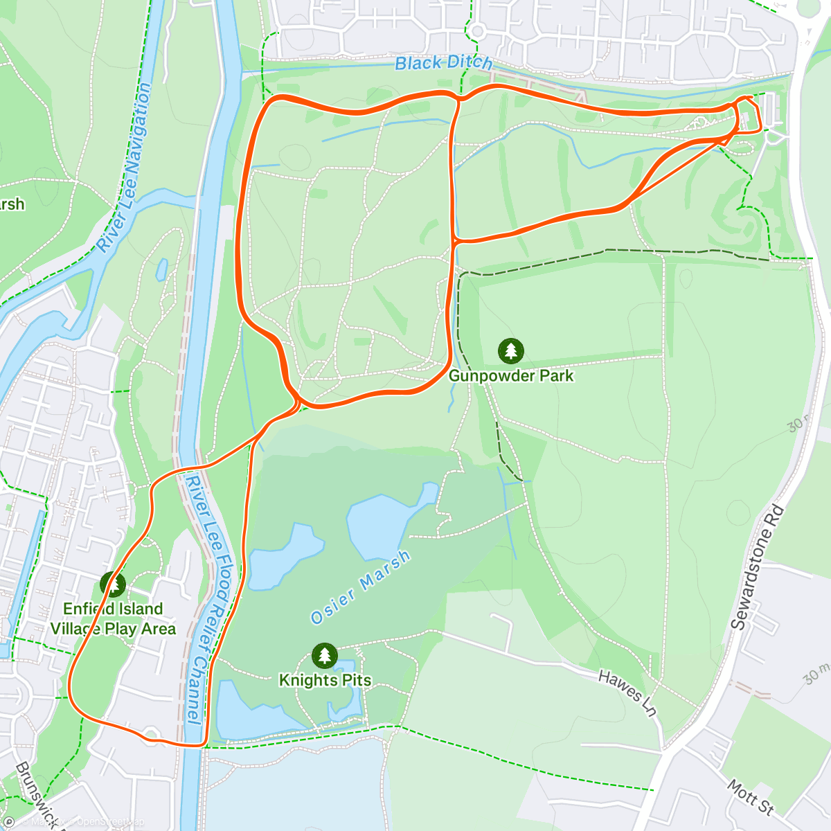 Map of the activity, Gunpowder ParkRun 16:13 🏃🏼‍♀️