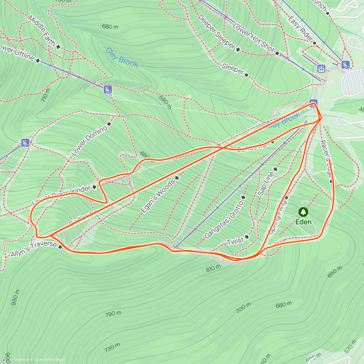 Karte der Aktivität „Slopes - A morning skiing at Sugarbush Resort”