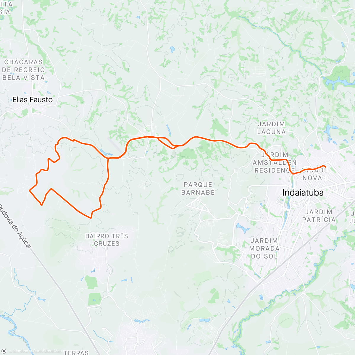 Map of the activity, Evening Ride #2round Traíras Indaia!