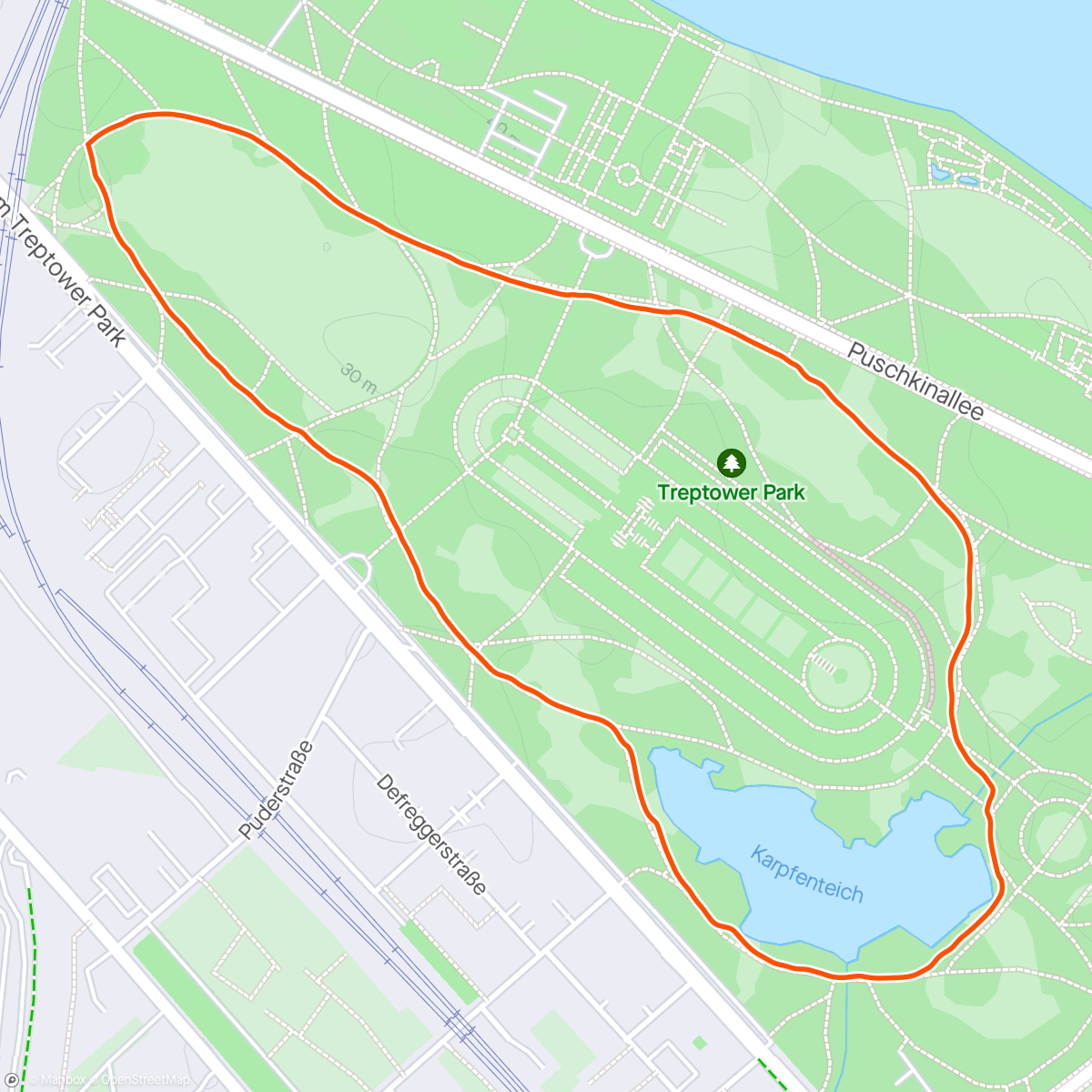 Map of the activity, Treptower Jog