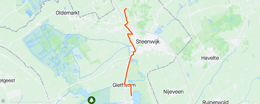 Map of the activity, Ride to Giethoorn ( Little Venice )