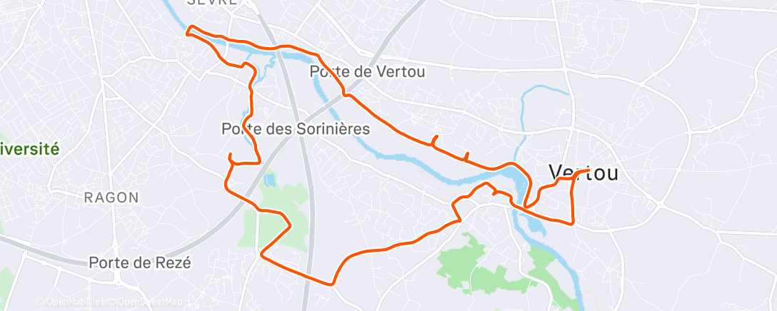 Map of the activity, Course à pied le matin