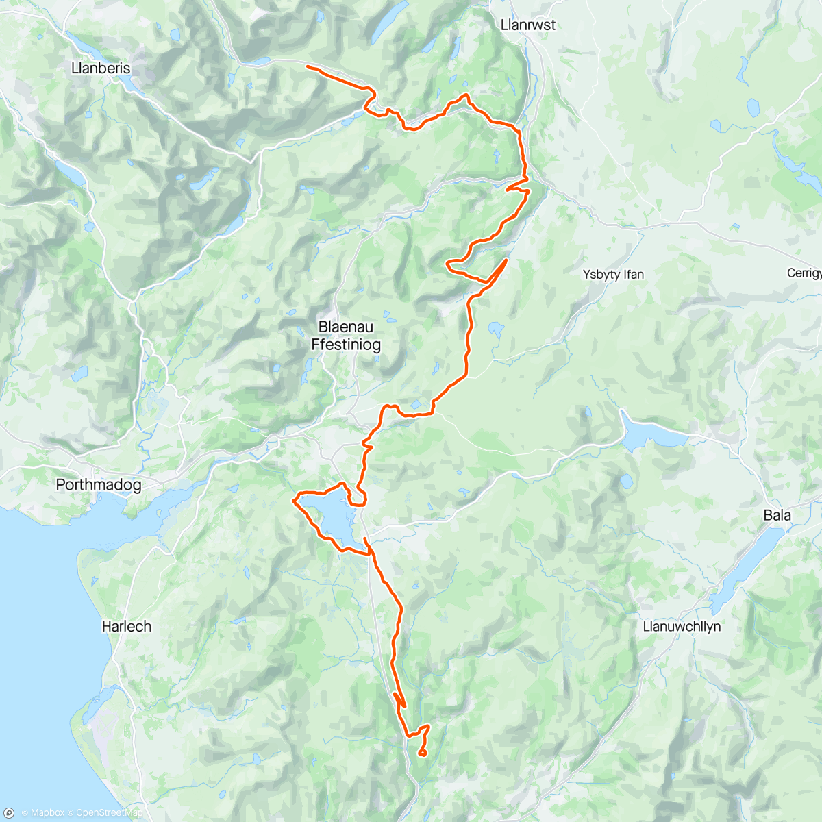 Map of the activity, Traws eryri day 2. Bothy to Llyn Ogwen. More hills, great views 👍