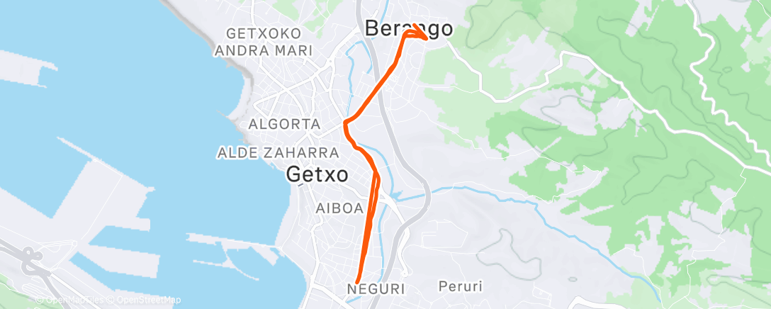 Map of the activity, Caminata de noche