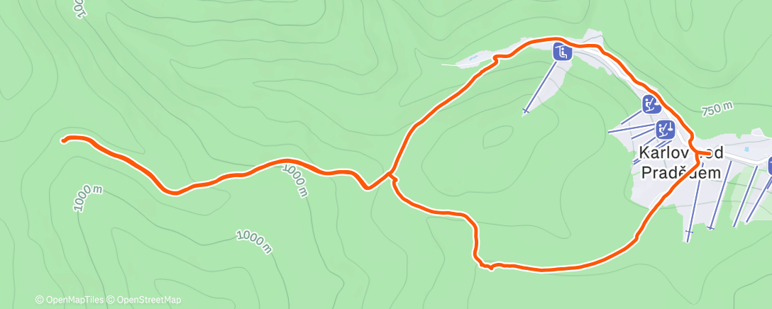Map of the activity, Karlov - Alfrédka Hike
