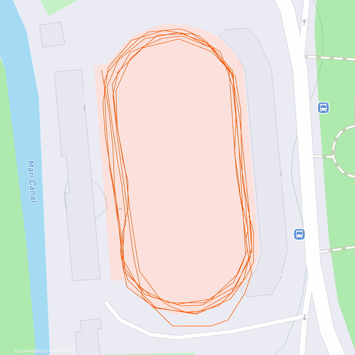 Map of the activity, 200m-6x