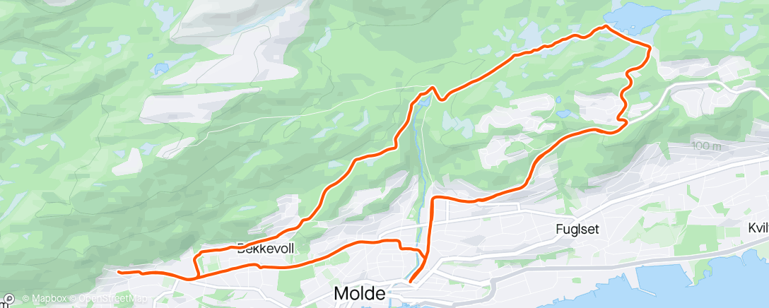 Mapa de la actividad, Klassiker’n med ny vri: 
3K⬆️ hjemmefra + 5*4min.  motbakkeintervall med P90s jogg + nedjogg hjem via marka.
