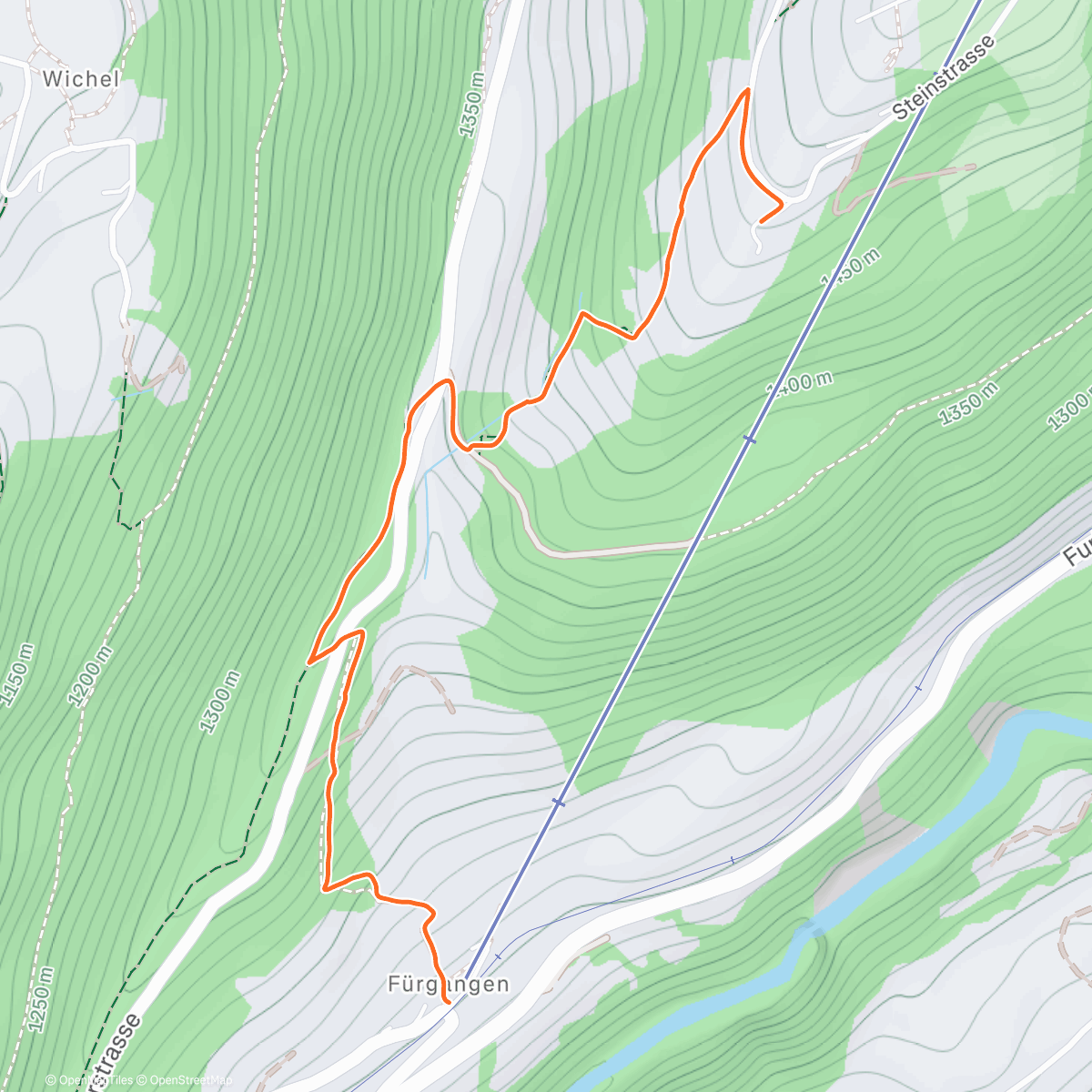 Map of the activity, Aufstieg nach Bellwald