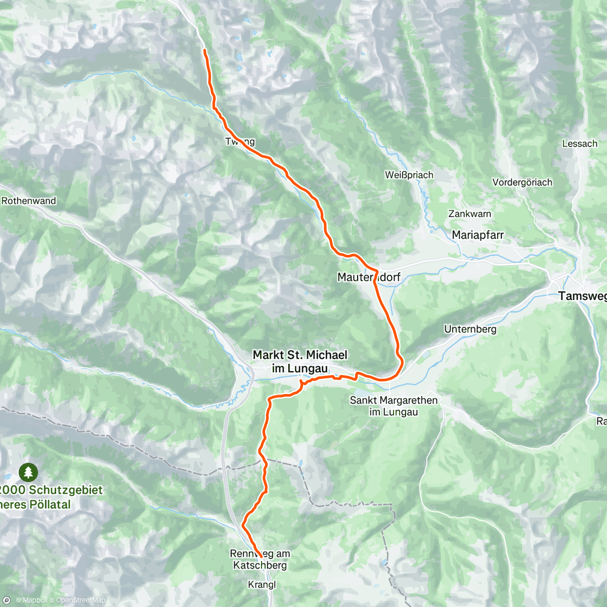 Map of the activity, Day 482 / #CPT2LDN / Katschberg Pass & Obertauren