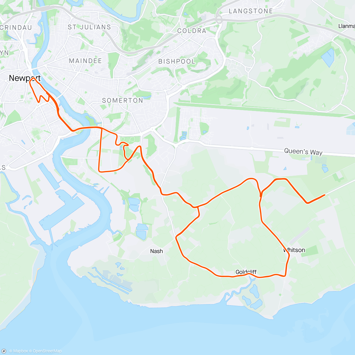 Mapa da atividade, Newport (Wales) Marathon - 2:50:48