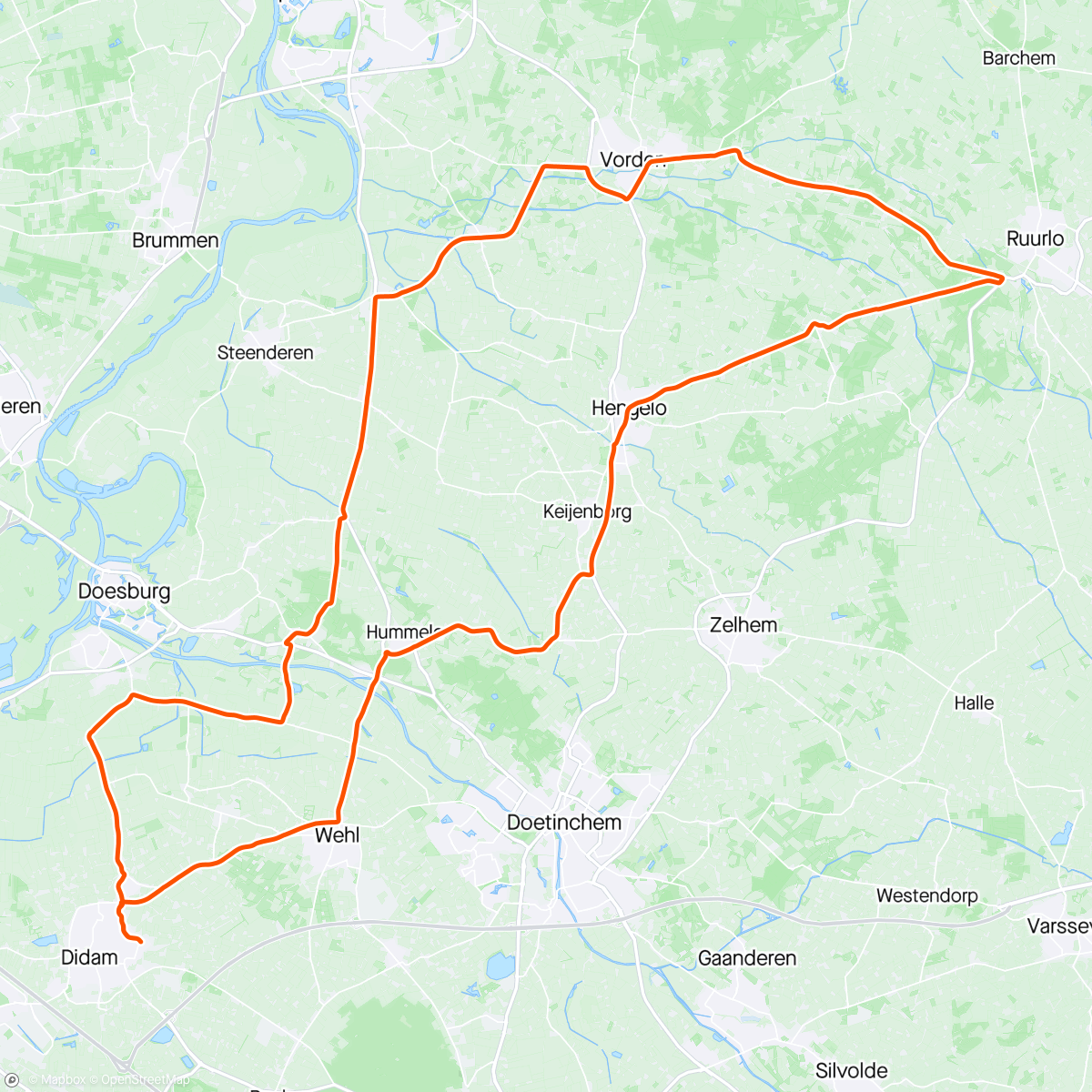 Map of the activity, Vorden - Ruurlo - Laag-Keppel