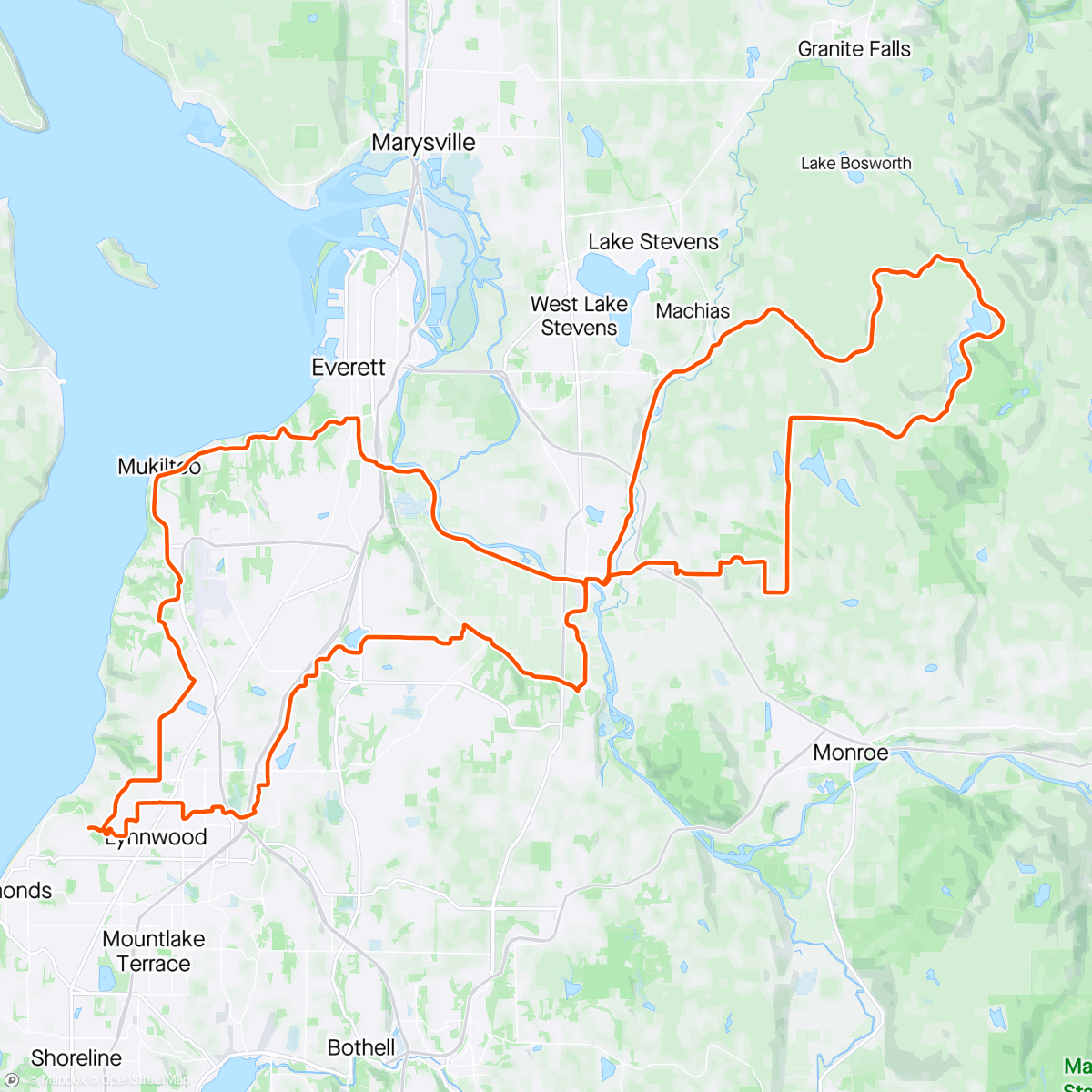 Map of the activity, Lake Rooster ride