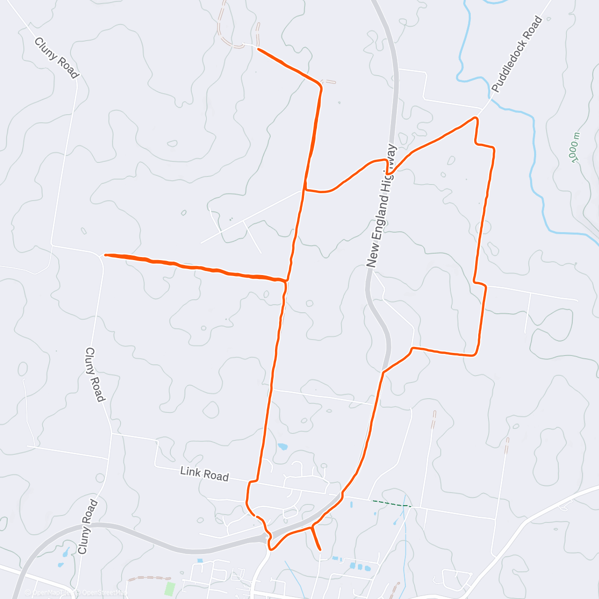 Map of the activity, Lunch run