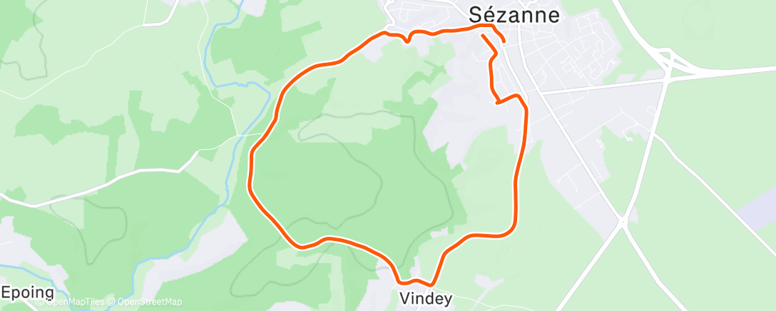 Map of the activity, Footing tour de Vindey