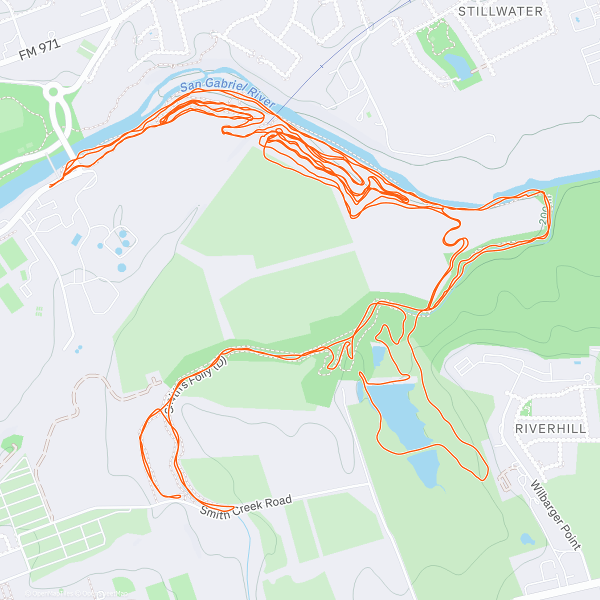 Map of the activity, Georgetown, TX: GTX Trails