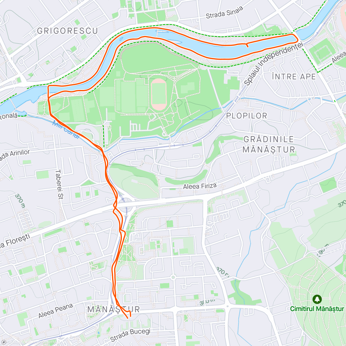 Map of the activity, Evening run