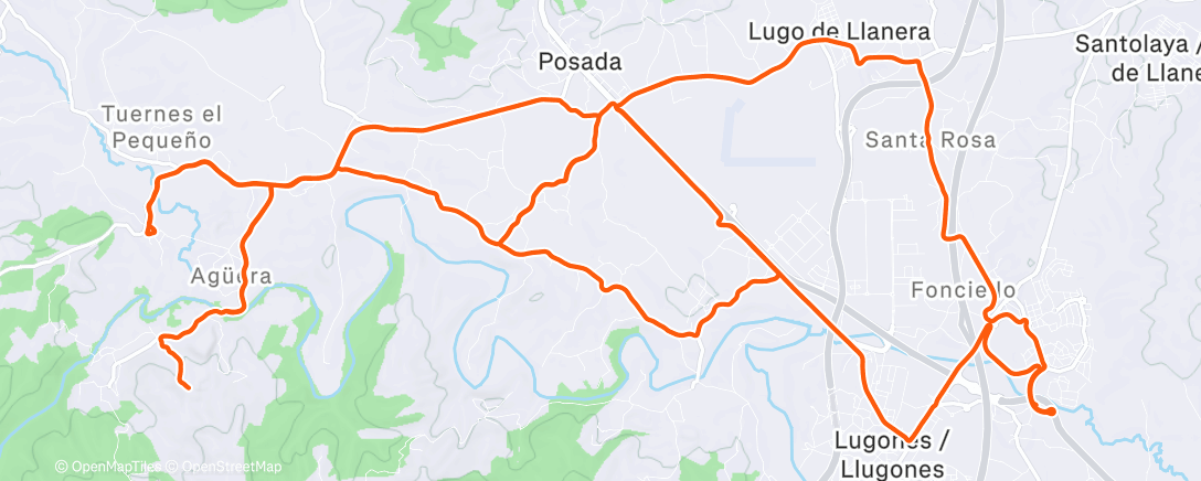 Map of the activity, Bicicleta a la hora del almuerzo