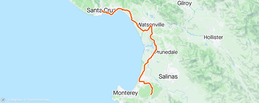 Map of the activity, Santa Cruz to Sea Otter