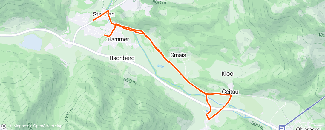 Mapa de la actividad (Vor dem Schafkopf kurz den Zug aus den Beinen radeln)