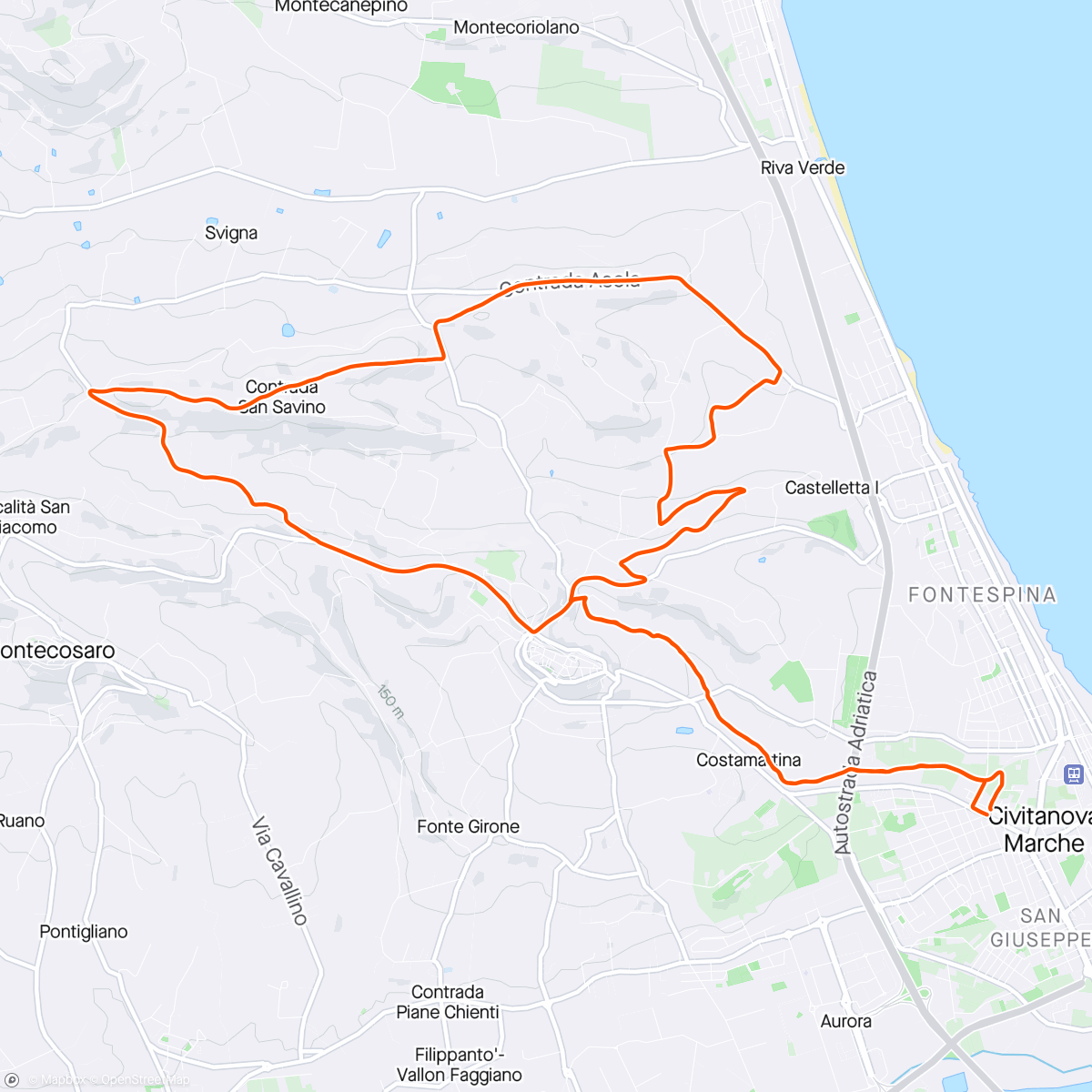 Map of the activity, Riding in the confort zone