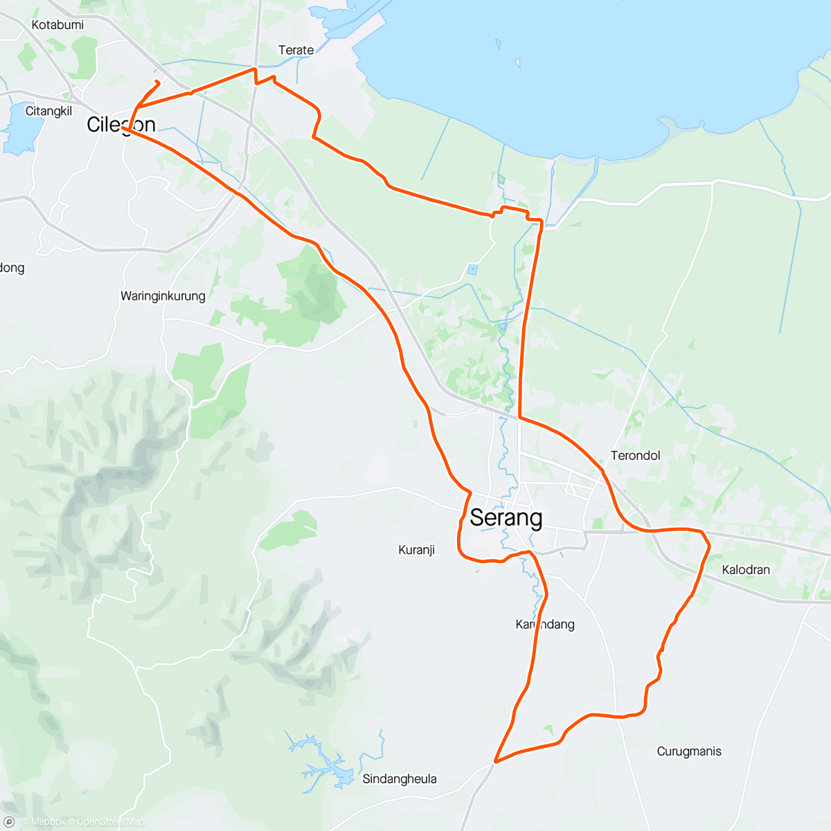 Map of the activity, Afternoon Ride to Aria Wangsakara Bridge.