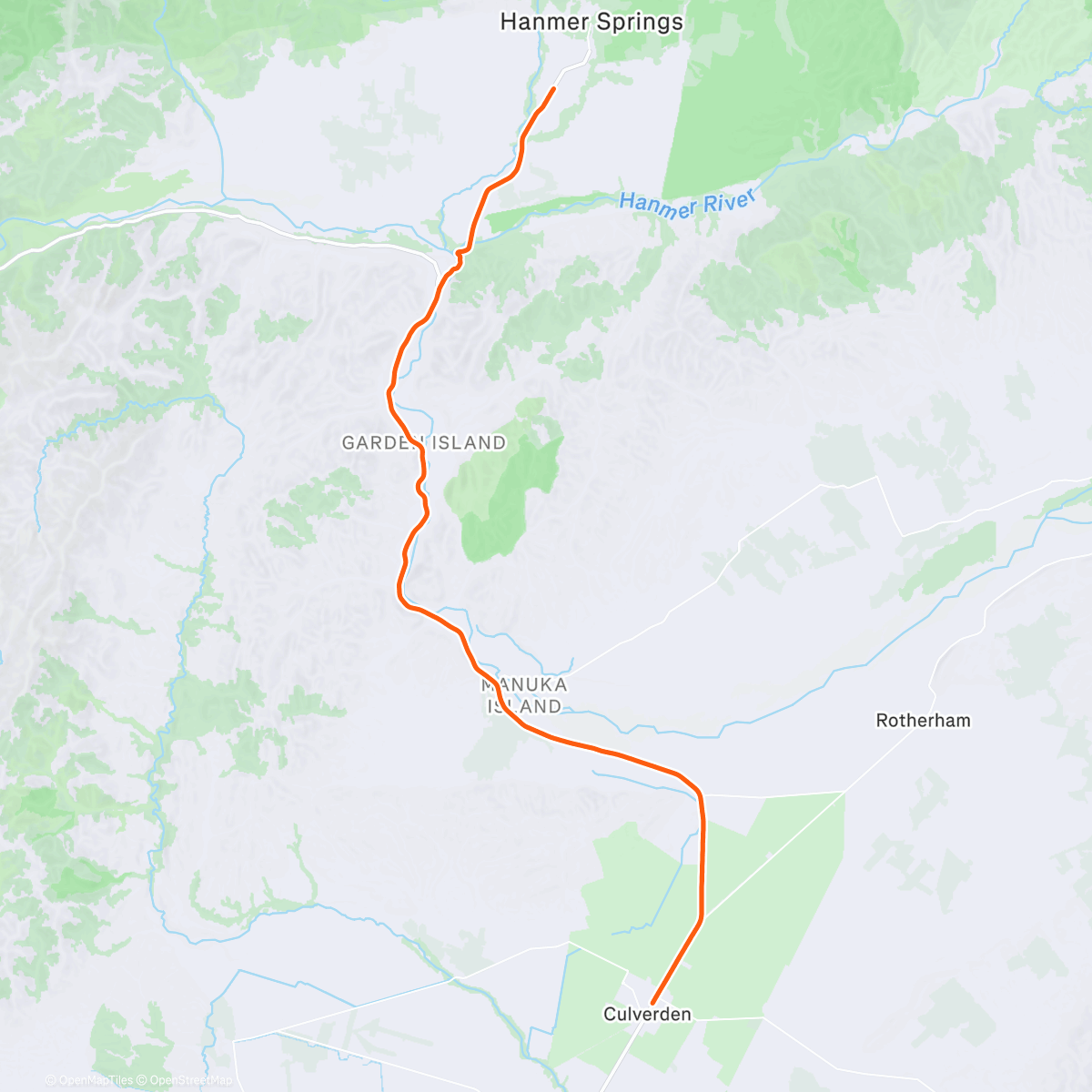 Mapa de la actividad (ROUVY - Waiau River to Culverden ~ New Zealand)