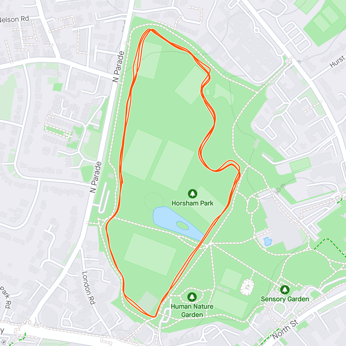 Mapa de la actividad (5k Horsham Parkrun)