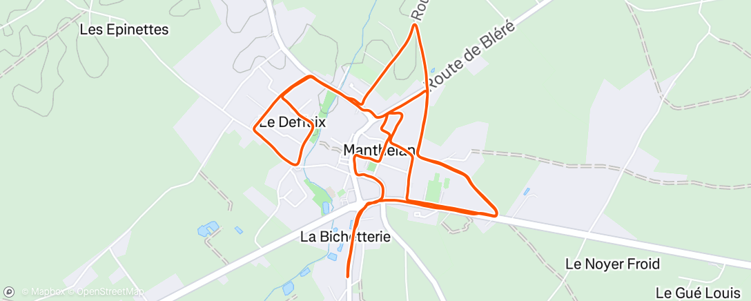 Map of the activity, Course à pied dans l'après-midi