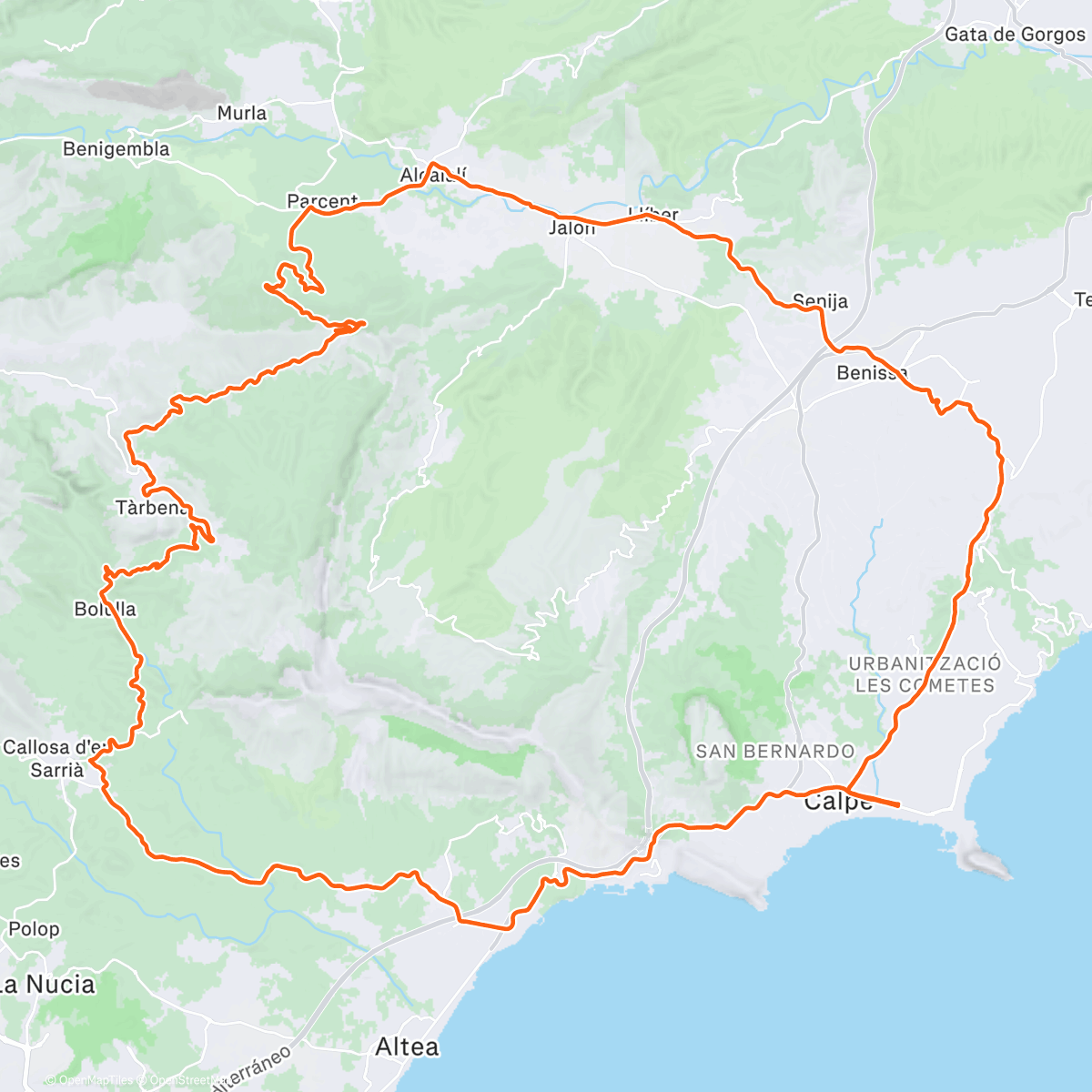 Map of the activity, Calpe - Col de Rates #13