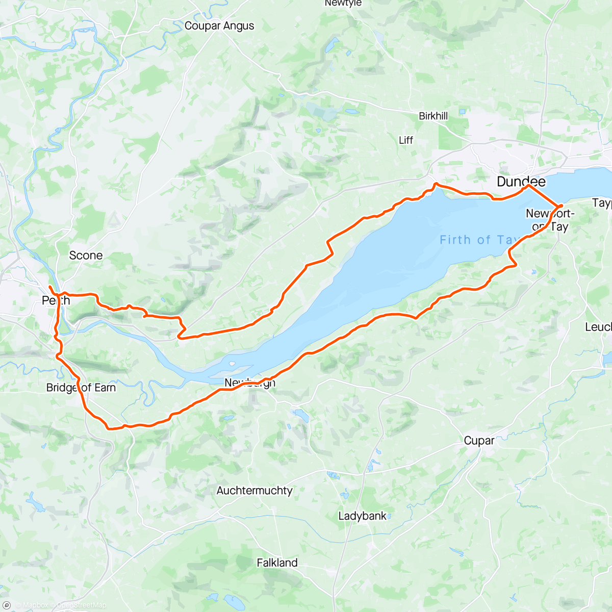 Map of the activity, Tour de Tay (anti-clockwise)